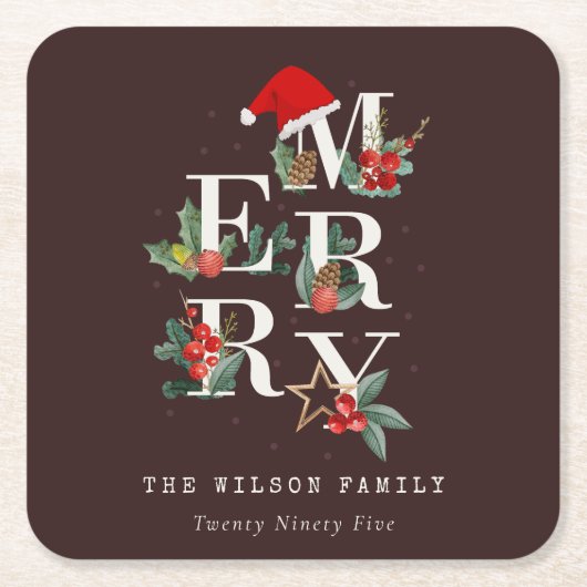 Bruine rode groene witte kerstavond kartonnen onderzetters (Voorkant)