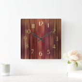 Bruine rode roze strepen vierkante klok (Huis)