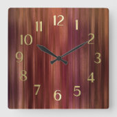 Bruine rode roze strepen vierkante klok (Voorkant)