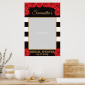 Bruine rode rozen en gouden bruidsdouche fotoprops poster (Keuken)