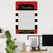 Bruine rode rozen en gouden bruidsdouche fotoprops poster (Thuiskantoor)