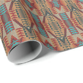 Bruine Rode Terracotta Aqua Turquoise Blue Tribe A Cadeaupapier (Rol Hoek)