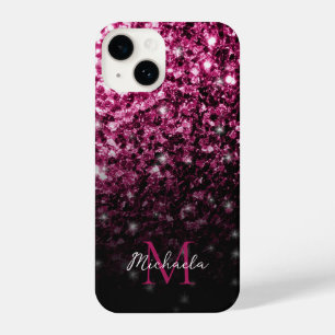 Bruine rode vlek Glitter sparkles Monogram iPhone 14 Hoesje