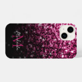 Bruine rode vlek Glitter sparkles Monogram iPhone Hoesje (Achterkant horizontaal)