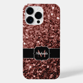 Bruine rode vlek Glitter sparkles Monogram iPhone 14 Pro Max Hoesje