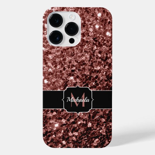 Bruine rode vlek Glitter sparkles Monogram iPhone Hoesje (Achterkant)