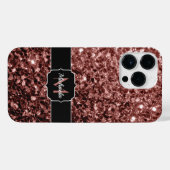 Bruine rode vlek Glitter sparkles Monogram iPhone Hoesje (Achterkant horizontaal)