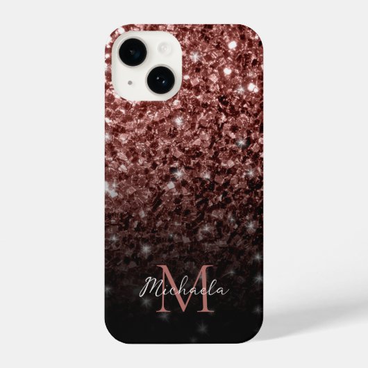 Bruine rode vlek Glitter sparkles Monogram iPhone Hoesje (Achterkant)