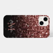 Bruine rode vlek Glitter sparkles Monogram iPhone Hoesje (Achterkant horizontaal)