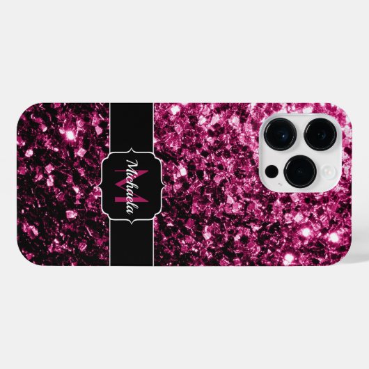 Bruine rode vlek Glitter sparkles Monogram iPhone Hoesje (Achterkant horizontaal)