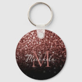 Bruine rode vlek Glitter sparkles Monogram Sleutelhanger (Voorkant)