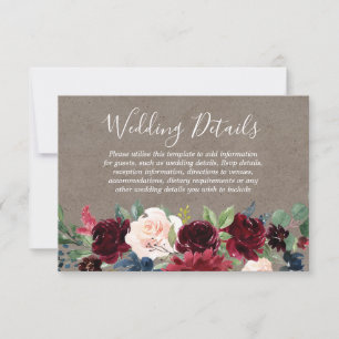 bruine rode wijn met bruidsbinding - Gegevens RSVP Kaartje