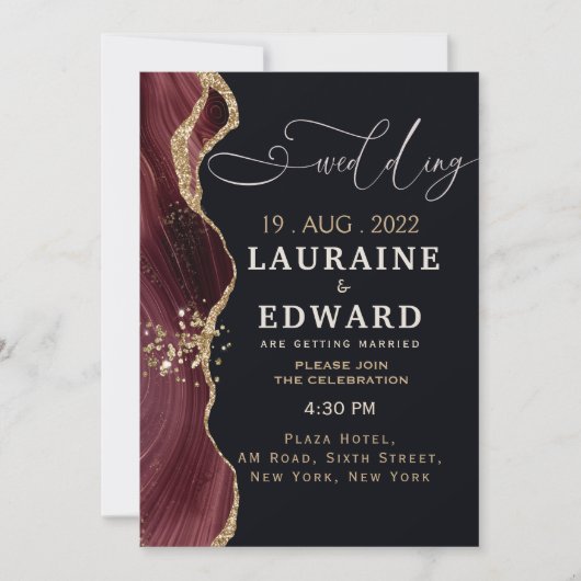 Bruine rode zwarte bruiloft, simpele kaart (Voorkant)