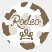 Bruine Rodeo Prinses Country Western Diadeem Kroon Ronde Sticker (Voorkant)