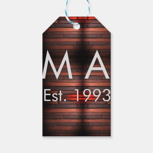 Bruine roestbruine baksteen steen voeg naam letter cadeaulabel (Voorkant)