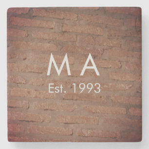 Bruine roestige baksteen steen voeg naam letter ja stenen onderzetter