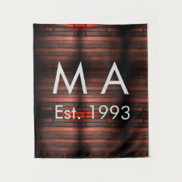 Bruine roestige baksteen steen voeg naam letter ja wandkleed