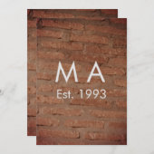 Bruine roestige baksteensteen voeg naam letter jaa kaart (Voorkant / Achterkant)