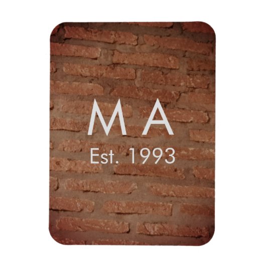 Bruine roestige baksteensteen voeg naam letter jaa magneet (Verticaal)
