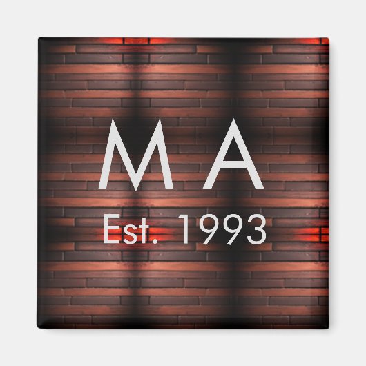 Bruine roestige baksteensteen voeg naam letter jaa magneet (Voorkant)