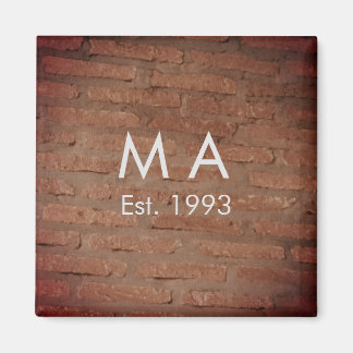 Bruine roestige baksteensteen voeg naam letter jaa magneet