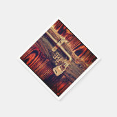 Bruine roestige houtnerf antieke messing slot servet (Hoek)