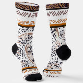 Bruine, Roestkleurige, Zwarte Dierprint Grafische  Sokken (Gebogen)