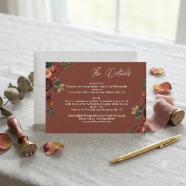 Bruine Romantische Bloemendetails Bijlagekaart RSVP Kaartje