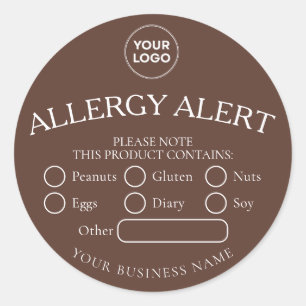 Bruine Ronde Witte Zwarte Voedsel Allergie Alert S Ronde Sticker