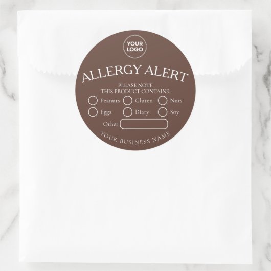 Bruine Ronde Witte Zwarte Voedsel Allergie Alert S Ronde Sticker (Tas)