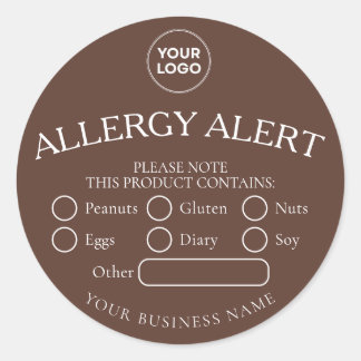 Bruine Ronde Witte Zwarte Voedsel Allergie Alert S Sticker