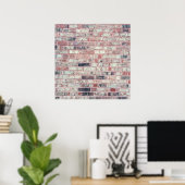 Bruine Rood Roosterbankwand met ruggengraat Poster (Thuiskantoor)
