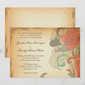  bruine roodbruine draden huwelijksuitnodiging kaart (Voorkant / Achterkant)