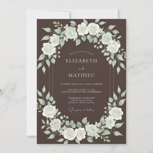 Bruine Roos Boog Bruiloft Kaart (Voorkant)