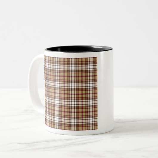 bruine royal Stewart tartan Tweekleurige Koffiemok (Voorkant links)