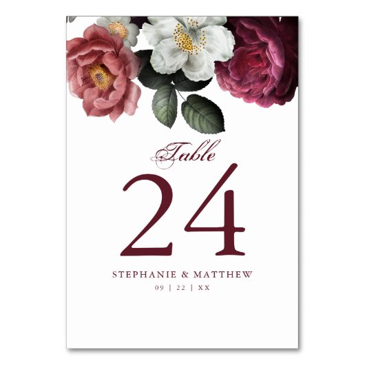 Bruine Roze Bloemrozen Botanische Bruiloft Kaart (Achterkant)