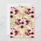 Bruine Roze Bourgondië Bloemrijke Rand Trouw Schem Kaart (Achterkant)