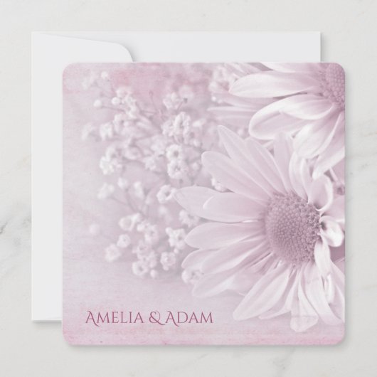 bruine roze daisy bruiloft bouquet kaart (Voorkant)