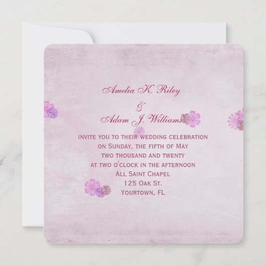 bruine roze daisy bruiloft bouquet kaart (Achterkant)