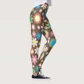 Bruine, roze en blauwe retro Flowers Leggings (Rechts)