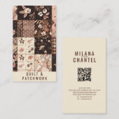 Bruine Roze Quilt Patchwork Handgemaakte Kleding Visitekaartje (Voorkant / Achterkant)