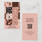 Bruine Roze Quilt Patchwork Handgemaakte Kleding Visitekaartje (Voorkant / Achterkant)