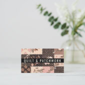 Bruine Roze Quilt Patchwork Handgemaakte Kleding Visitekaartje (Staand voorkant)