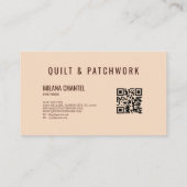 Bruine Roze Quilt Patchwork Handgemaakte Kleding Visitekaartje (Achterkant)