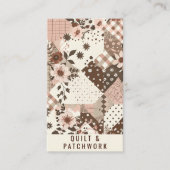 Bruine Roze Quilt Patchwork Handgemaakte Kleding Visitekaartje (Voorkant)