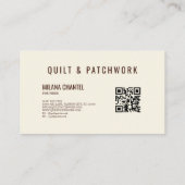 Bruine Roze Quilt Patchwork Handgemaakte Kleding Visitekaartje (Achterkant)