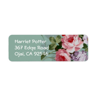 bruine roze rozen etiket