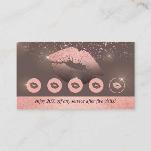 Bruine roze stompen make-up loyaliteit lippen visitekaartje (Voorkant)