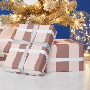 Bruine Roze Strepen Patroon Cadeaupapier