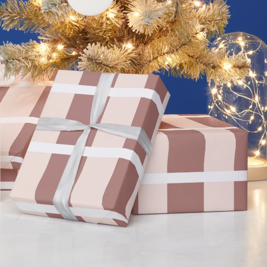 Bruine Roze Strepen Patroon Cadeaupapier (Feestdagen)
